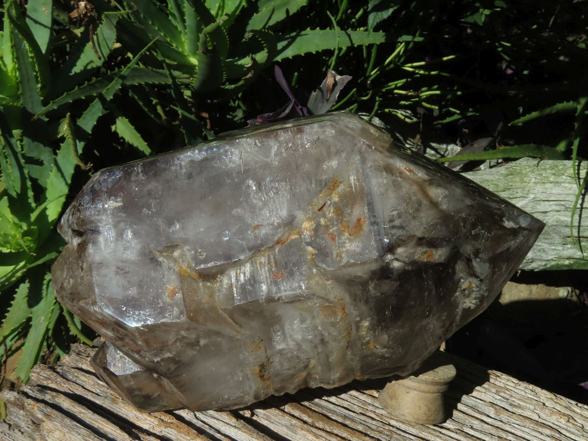Polished Extra Large Double Terminated Smokey Window Quartz Crystal x 1 From Akansobe, Madagascar - TopRock