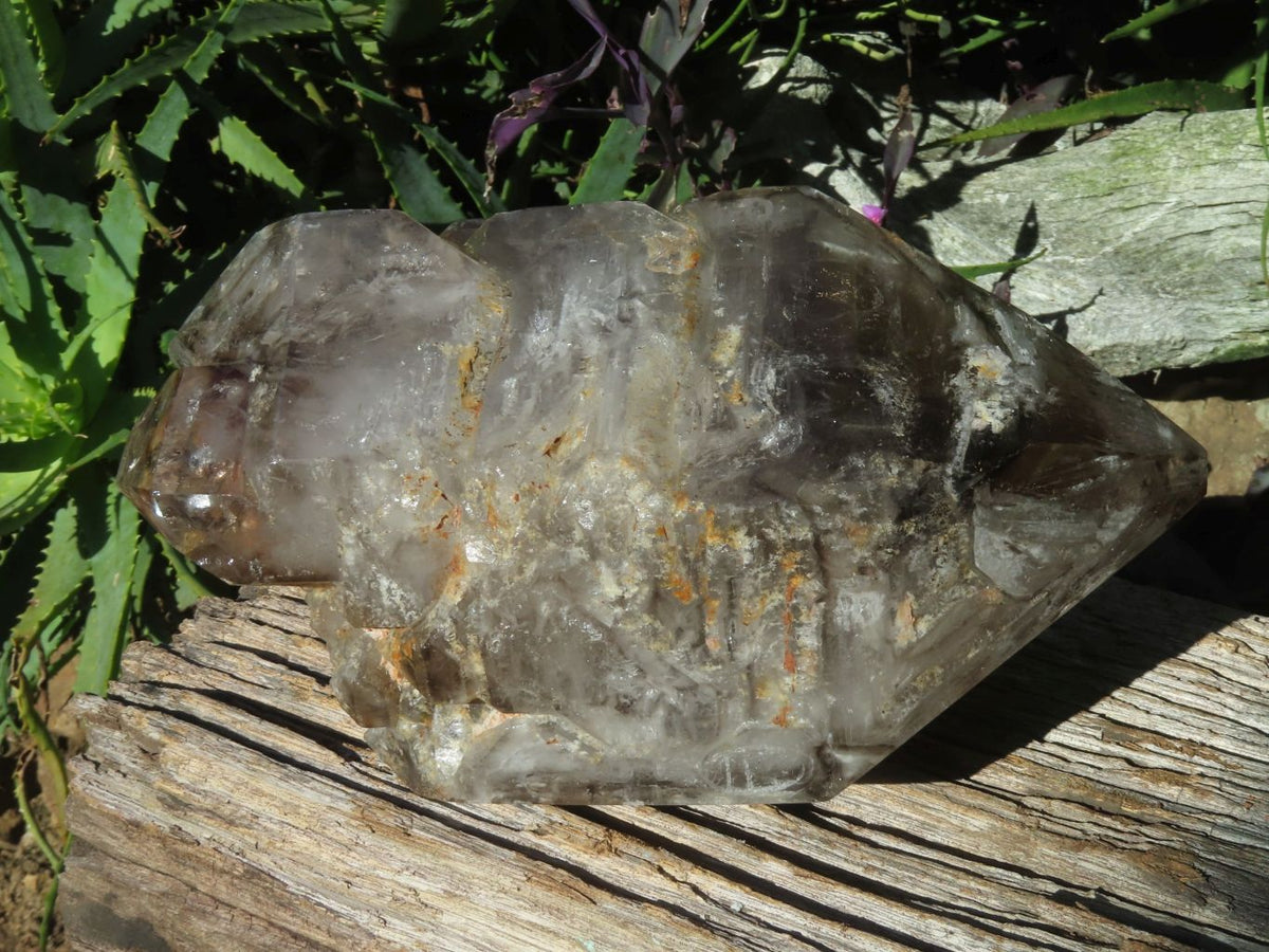Polished Extra Large Double Terminated Smokey Window Quartz Crystal x 1 From Akansobe, Madagascar - TopRock