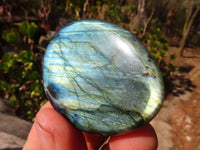 Polished Flashy Labradorite Palm Stones  x 20 From Tulear, Madagascar - Toprock Gemstones and Minerals