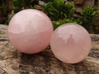 Polished Gemmy Rose Quartz Spheres  x 2 From Madagascar - Toprock Gemstones and Minerals