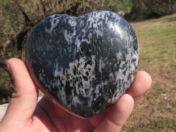 Polished Merlinite / Gabbro Hearts  x 3 From Ambatondrazaka, Madagascar - TopRock