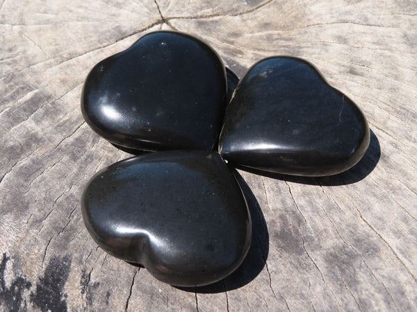 Polished Black Basalt Hearts x 24 From Madagascar - TopRock