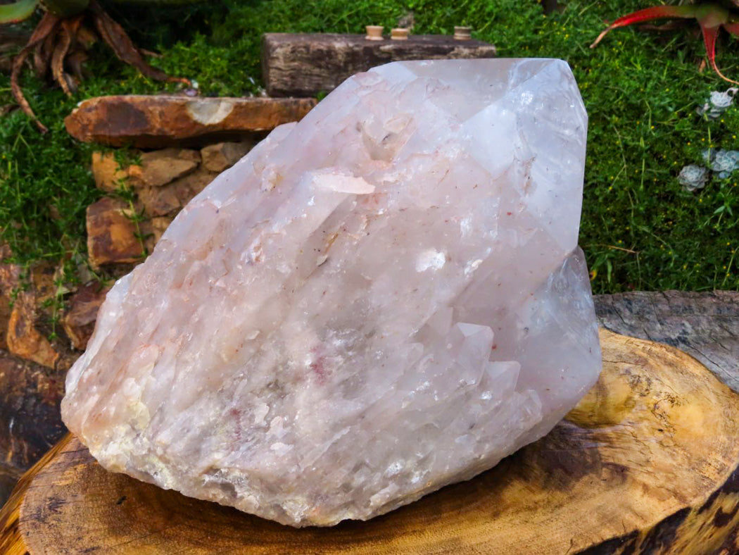 Natural Extra Extra Large Cascading Clear Zambian Candle Quartz Half Polished & Half Natural Point x 1 From Zambia - TopRock