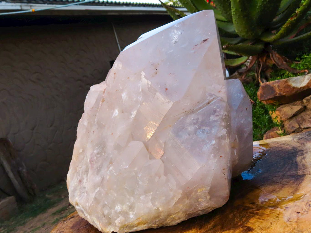 Natural Extra Extra Large Cascading Clear Zambian Candle Quartz Half Polished & Half Natural Point x 1 From Zambia - TopRock