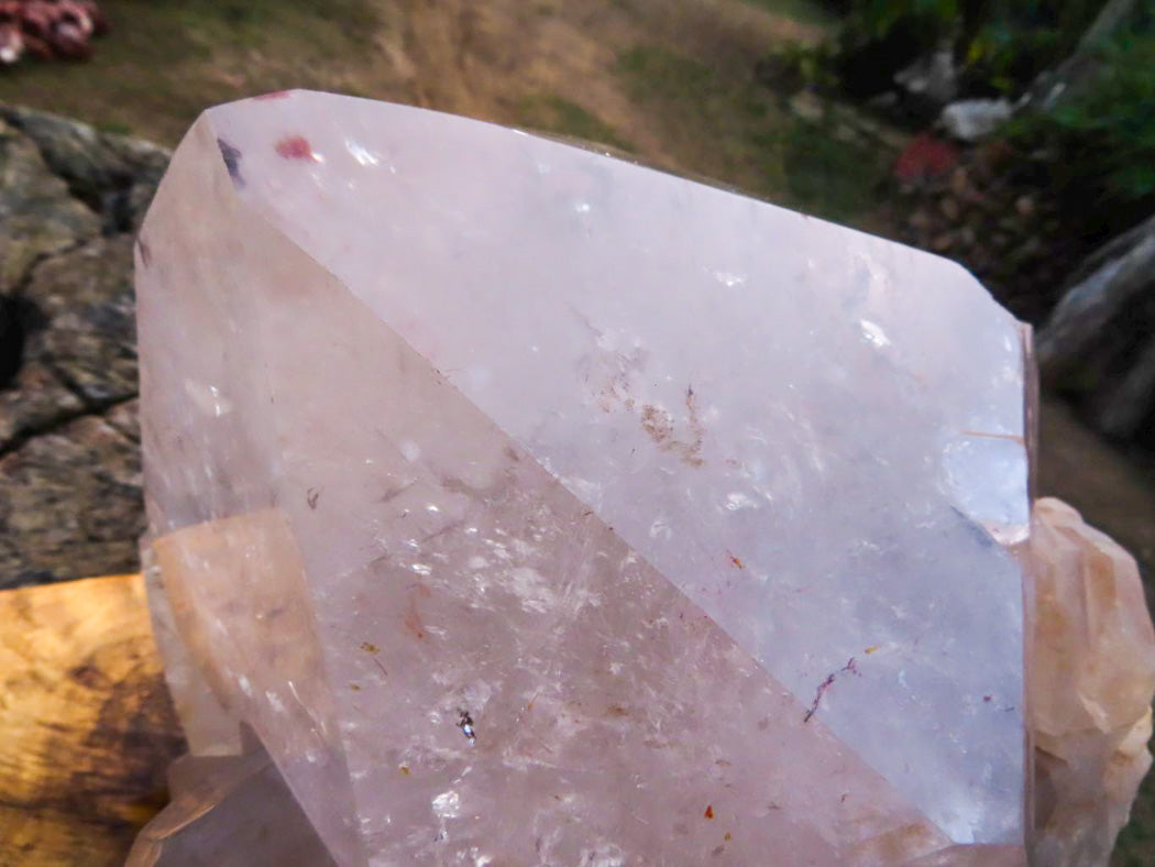 Natural Extra Extra Large Cascading Clear Zambian Candle Quartz Half Polished & Half Natural Point x 1 From Zambia - TopRock