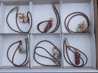 Polished Mixed Jewellery Free Forms With Copper Art Wire Pendants x 6 From Congo - TopRock