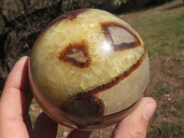 Polished Pair Of Septerye (Calcite & Aragonite) Spheres  x 2 From Mahajanga, Madagascar - TopRock