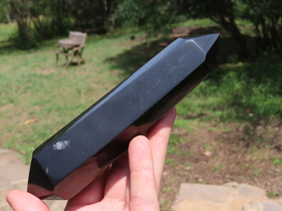 Polished Double Terminated Black Basalt Crystals x 5 From Madagascar - TopRock