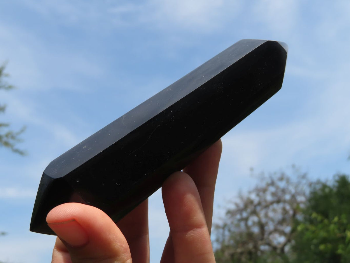 Polished Double Terminated Black Basalt Crystals x 5 From Madagascar - TopRock