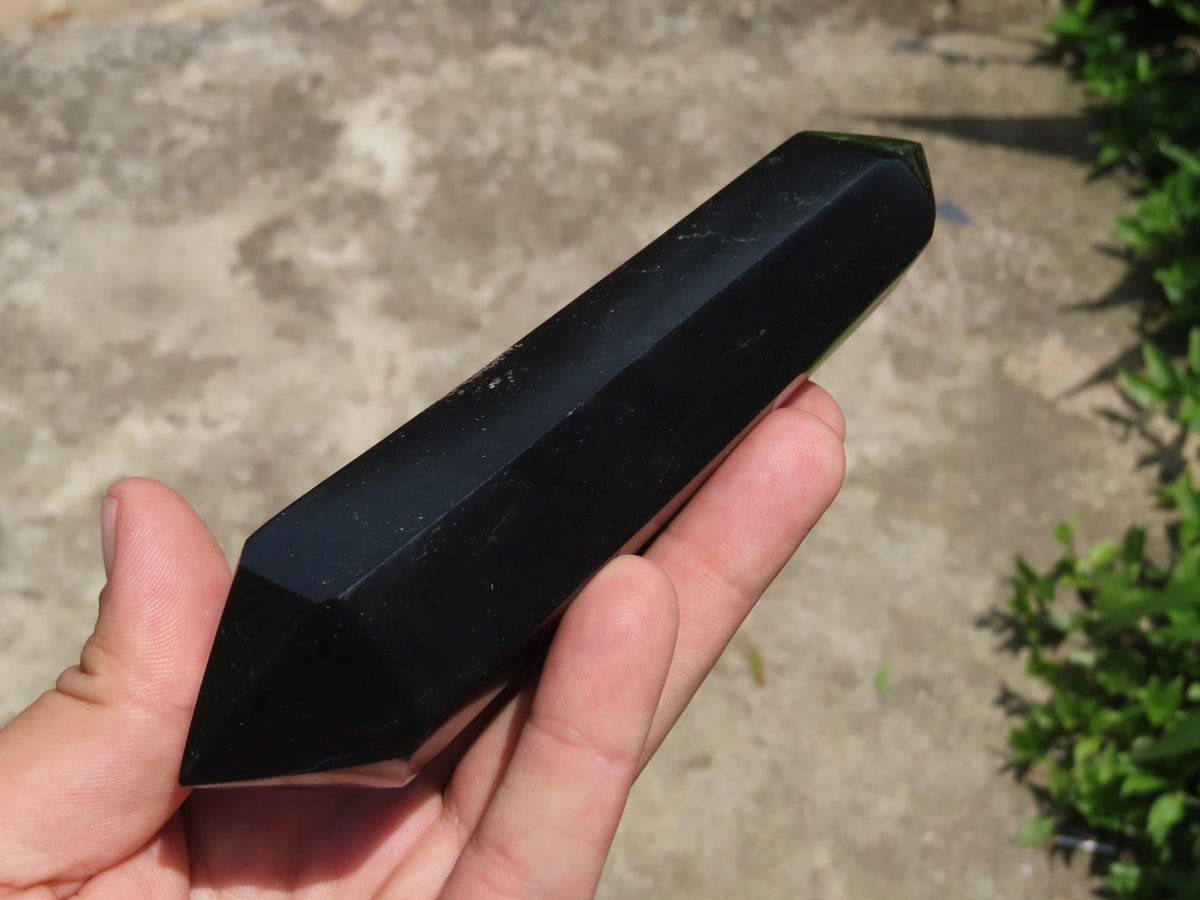 Polished Double Terminated Black Basalt Crystals x 5 From Madagascar - TopRock