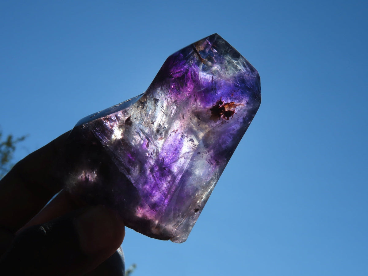 Polished Amethyst Smokey Quartz Crystal Points x 6 From Akansobe, Madagascar - TopRock