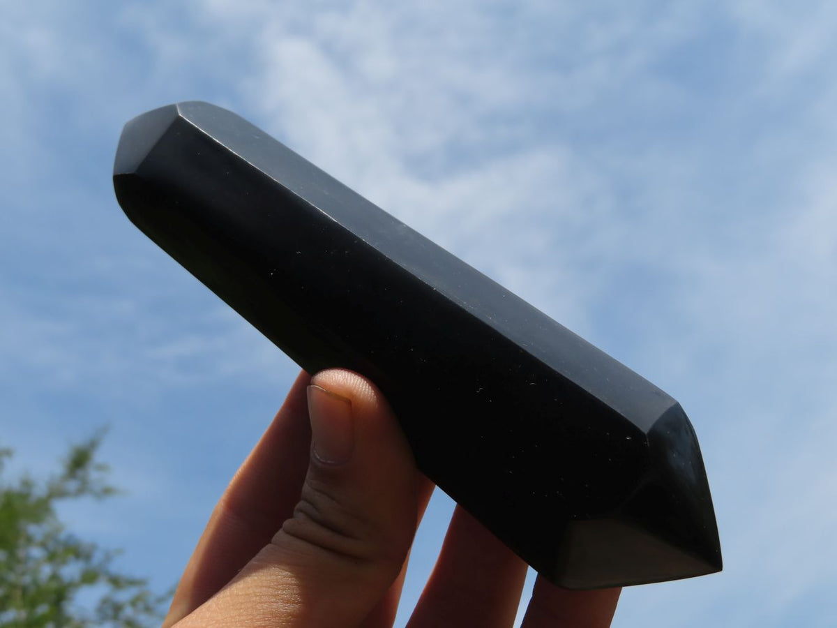 Polished Double Terminated Black Basalt Crystals x 5 From Madagascar - TopRock