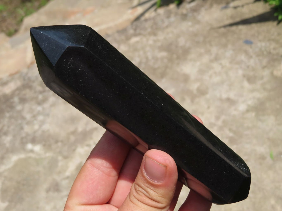 Polished Double Terminated Black Basalt Crystals x 5 From Madagascar - TopRock