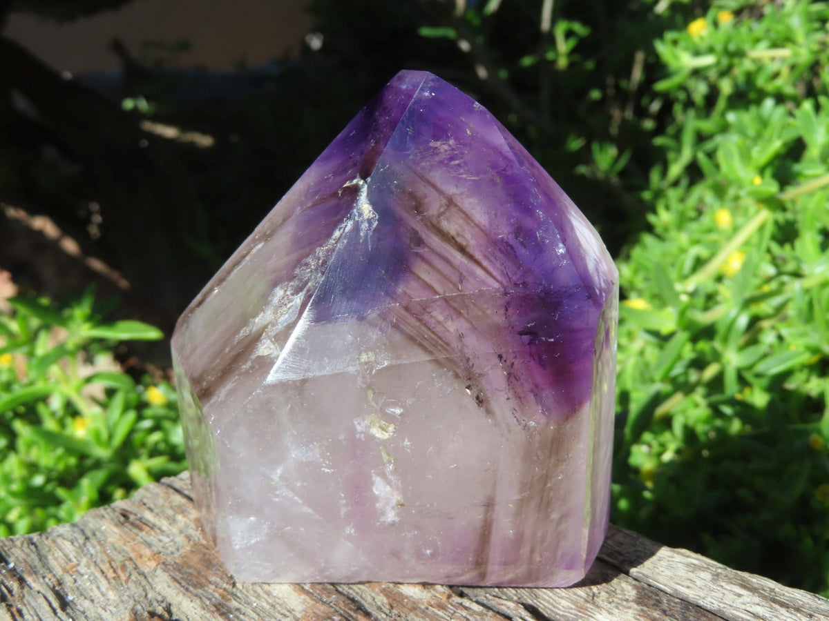 Polished Amethyst Smokey Quartz Crystal Points x 6 From Akansobe, Madagascar - TopRock