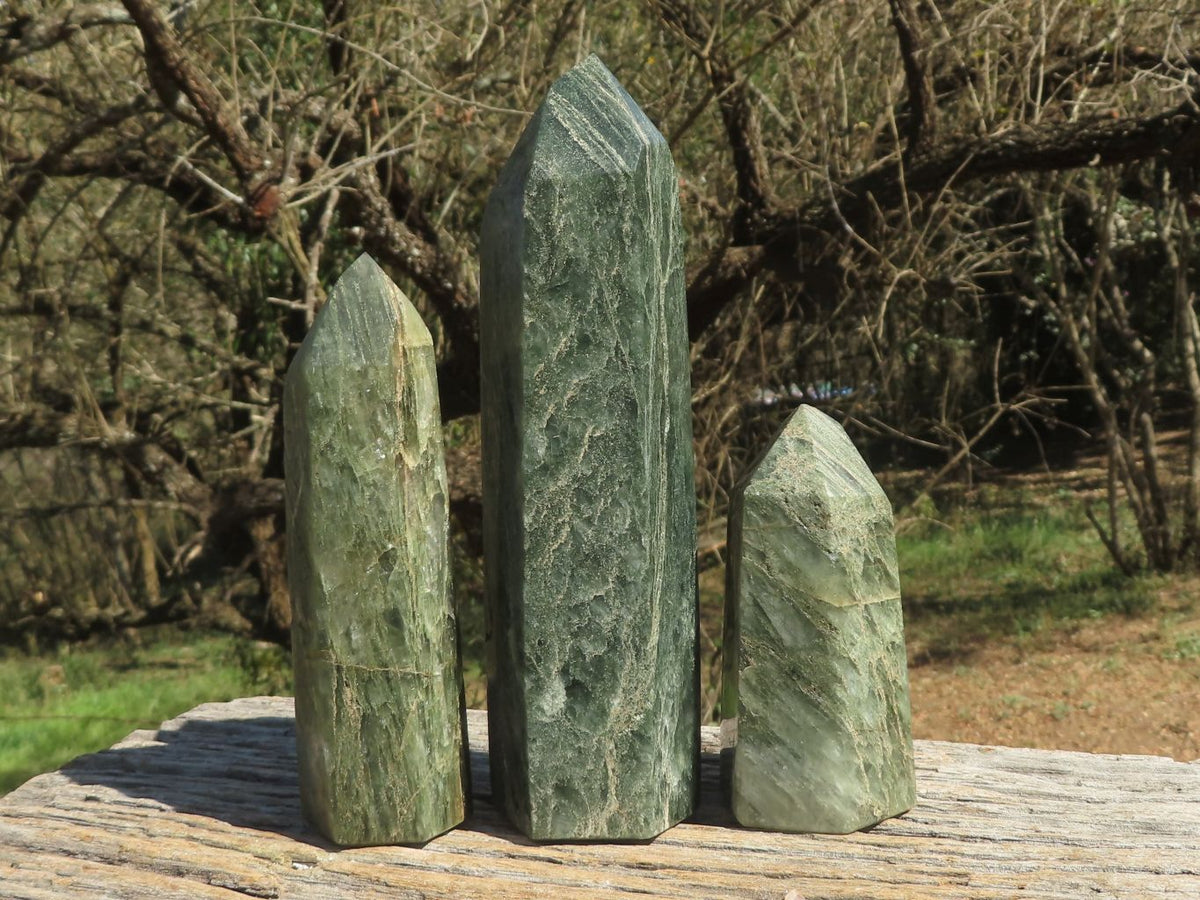 Polished Stunning Green Fuchsite Quartz Points x 4 From Andakatani, Madagascar - TopRock