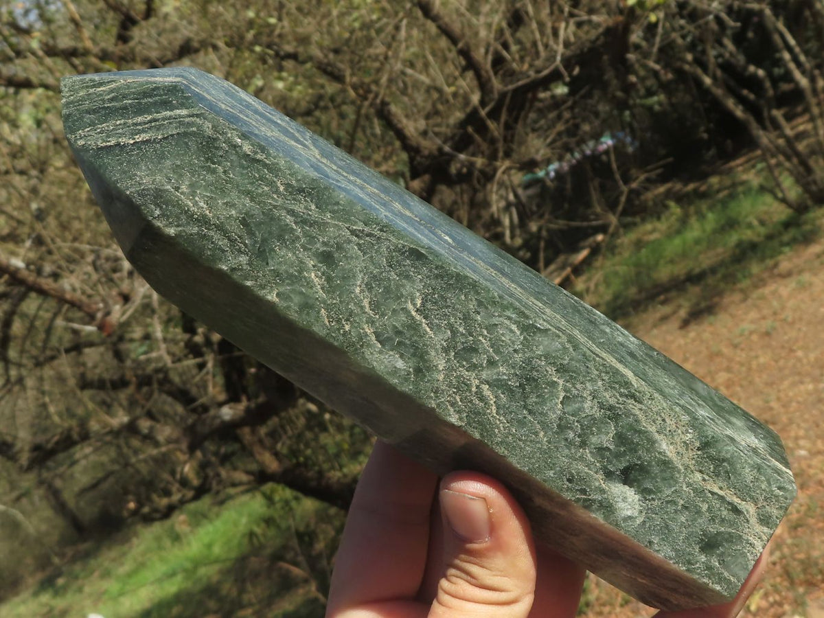 Polished Stunning Green Fuchsite Quartz Points x 4 From Andakatani, Madagascar - TopRock