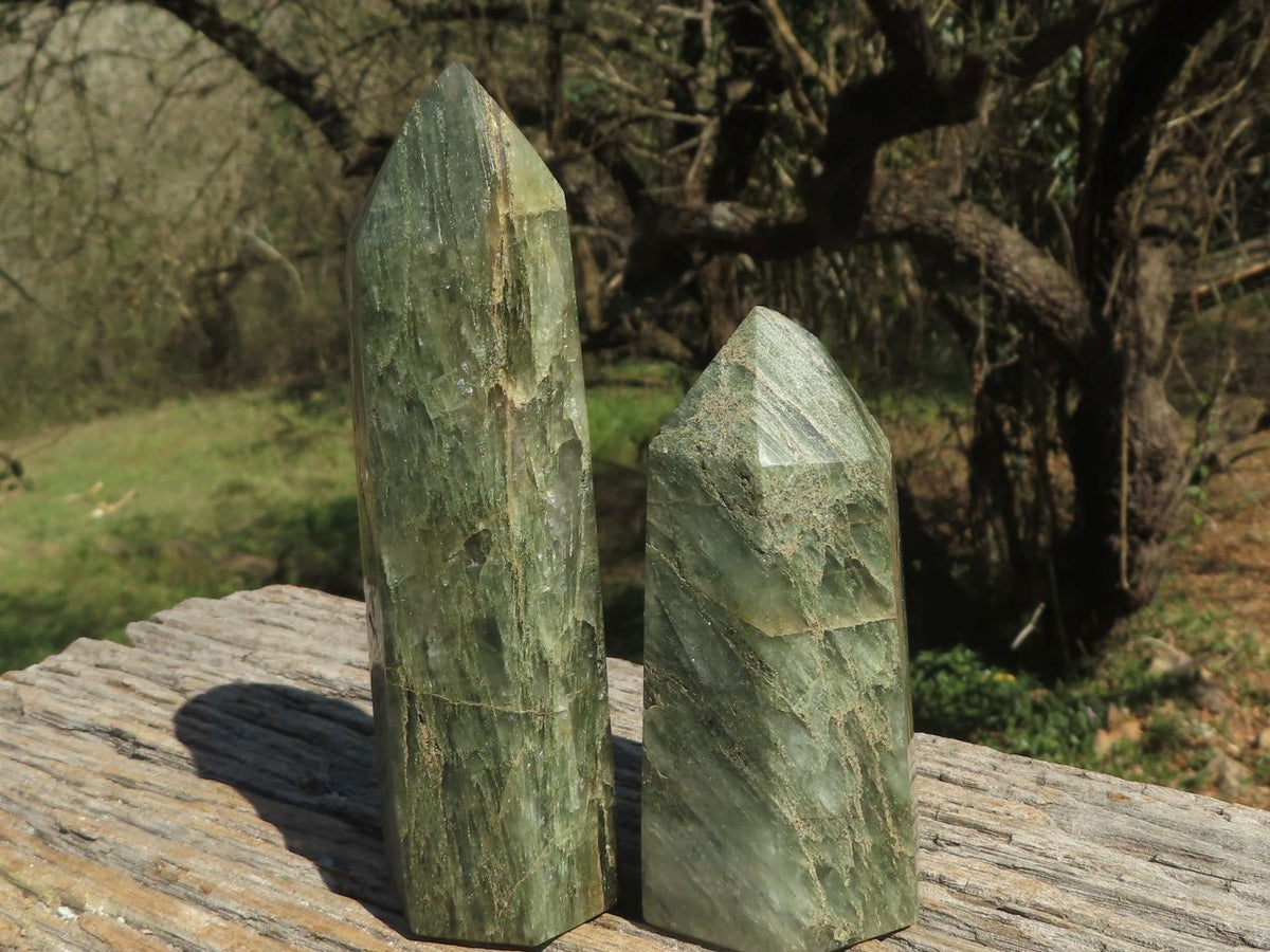 Polished Stunning Green Fuchsite Quartz Points x 4 From Andakatani, Madagascar - TopRock