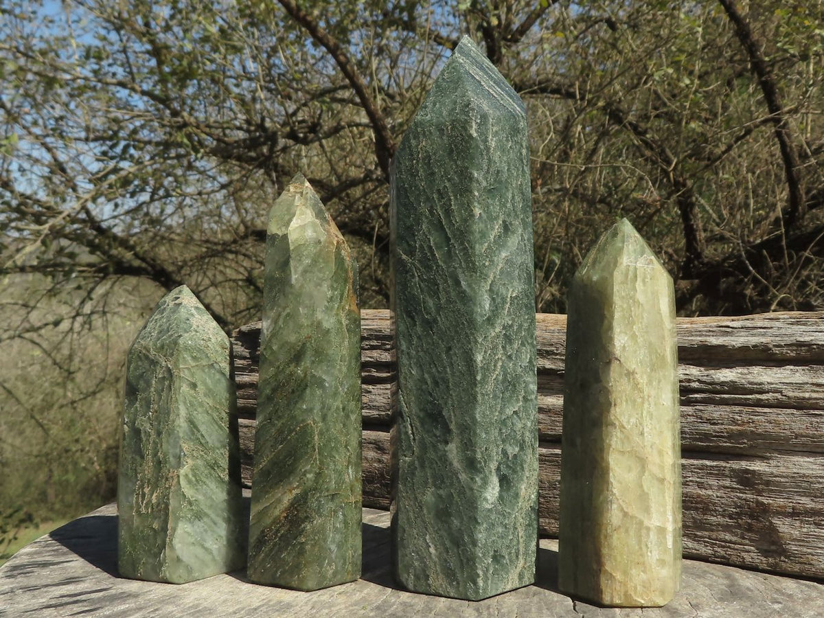 Polished Stunning Green Fuchsite Quartz Points x 4 From Andakatani, Madagascar - TopRock