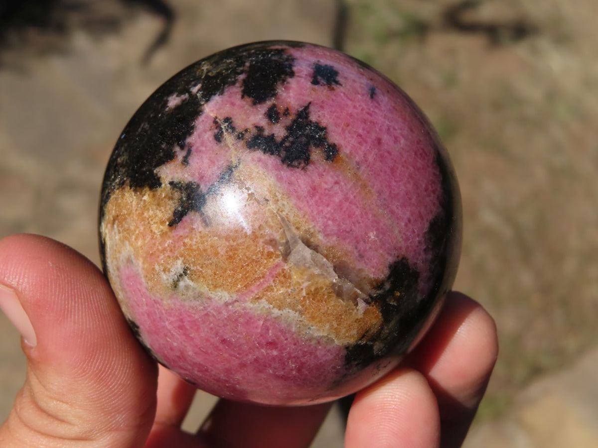 Polished Pink & Black Rhodonite Spheres x 4 From Madagascar - TopRock