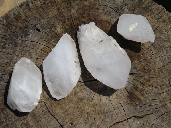 Natural Double Terminated Icey Etched Floater Quartz Crystals x 4 From Madagascar - TopRock