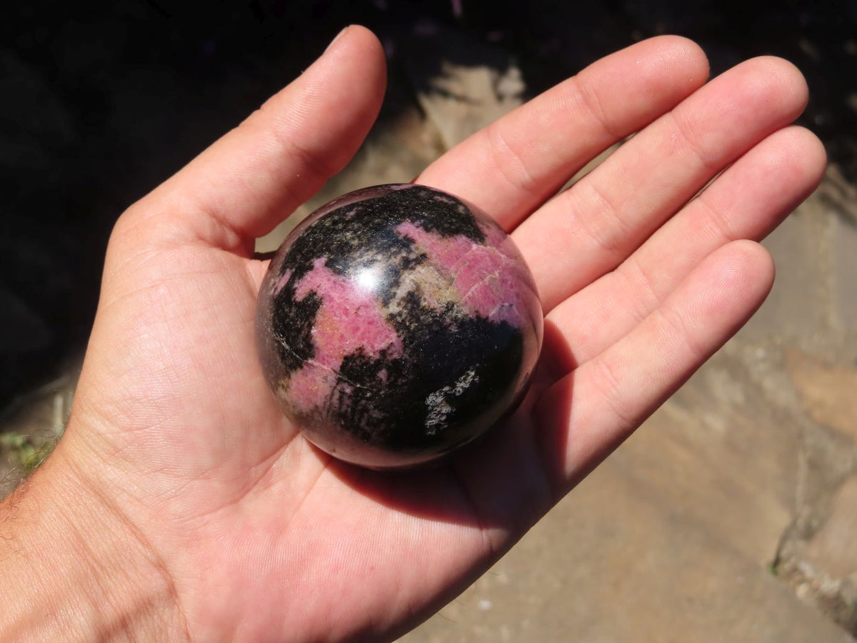 Polished Pink & Black Rhodonite Spheres x 4 From Madagascar - TopRock