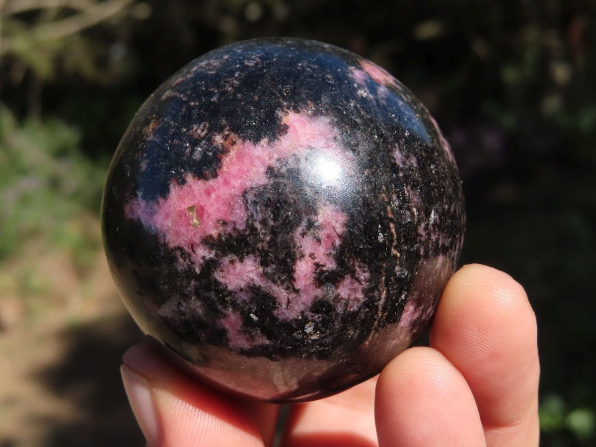 Polished Pink & Black Rhodonite Spheres x 4 From Madagascar - TopRock