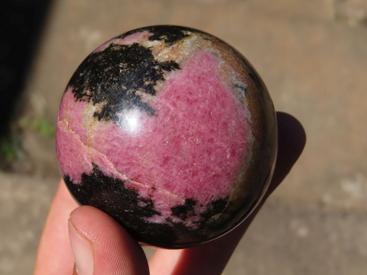 Polished Pink & Black Rhodonite Spheres x 4 From Madagascar - TopRock