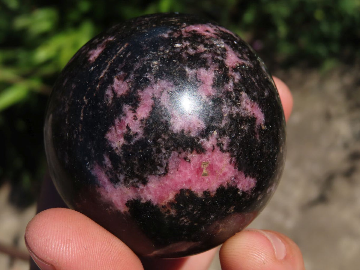 Polished Pink & Black Rhodonite Spheres x 4 From Madagascar - TopRock