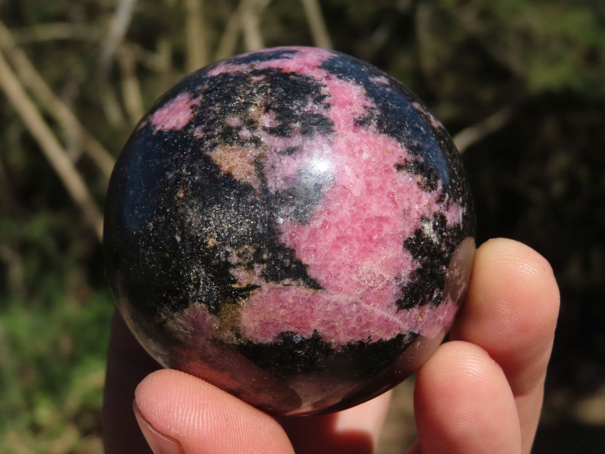 Polished Pink & Black Rhodonite Spheres x 4 From Madagascar - TopRock