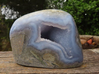 Polished Blue Lace Agate Standing Free Forms  x 2 From Nsanje, Malawi - Toprock Gemstones and Minerals