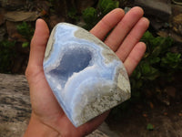 Polished Blue Lace Agate Standing Free Forms  x 2 From Nsanje, Malawi - Toprock Gemstones and Minerals