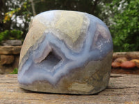 Polished Blue Lace Agate Standing Free Forms  x 2 From Nsanje, Malawi - Toprock Gemstones and Minerals