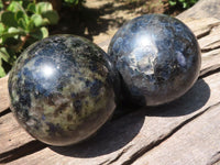 Polished Rare Iolite / Water Sapphire Spheres  x 2 From Madagascar - TopRock