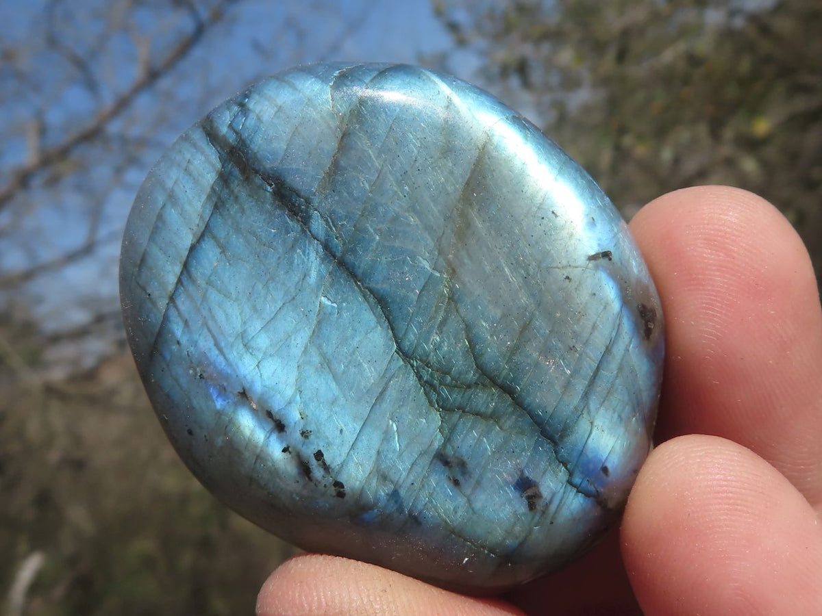 Polished Flashy Blue & Gold Labradorite Gallets x 20 From Tulear, Madagascar - TopRock