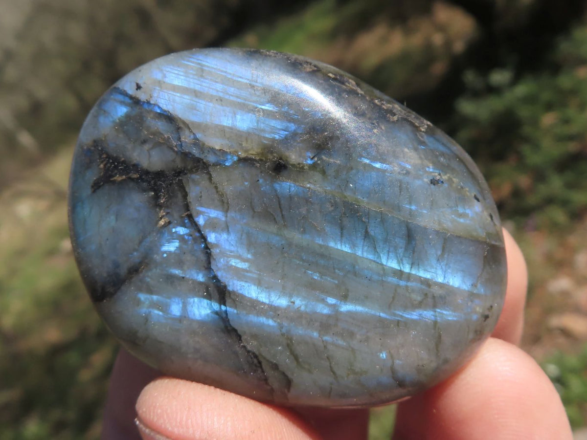Polished Flashy Blue & Gold Labradorite Gallets x 20 From Tulear, Madagascar - TopRock