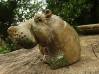Polished Verdite Hippo Carvings  x 2 From Zimbabwe - TopRock