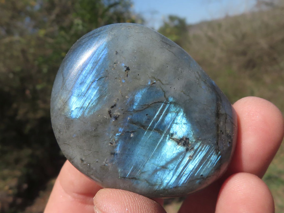Polished Flashy Blue & Gold Labradorite Gallets x 20 From Tulear, Madagascar - TopRock