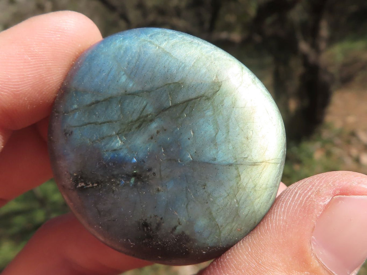 Polished Flashy Blue & Gold Labradorite Gallets x 20 From Tulear, Madagascar - TopRock