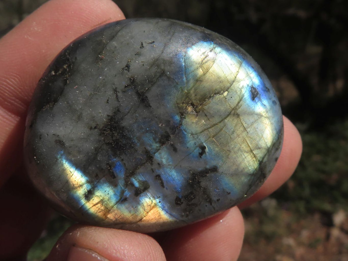 Polished Flashy Blue & Gold Labradorite Gallets x 20 From Tulear, Madagascar - TopRock