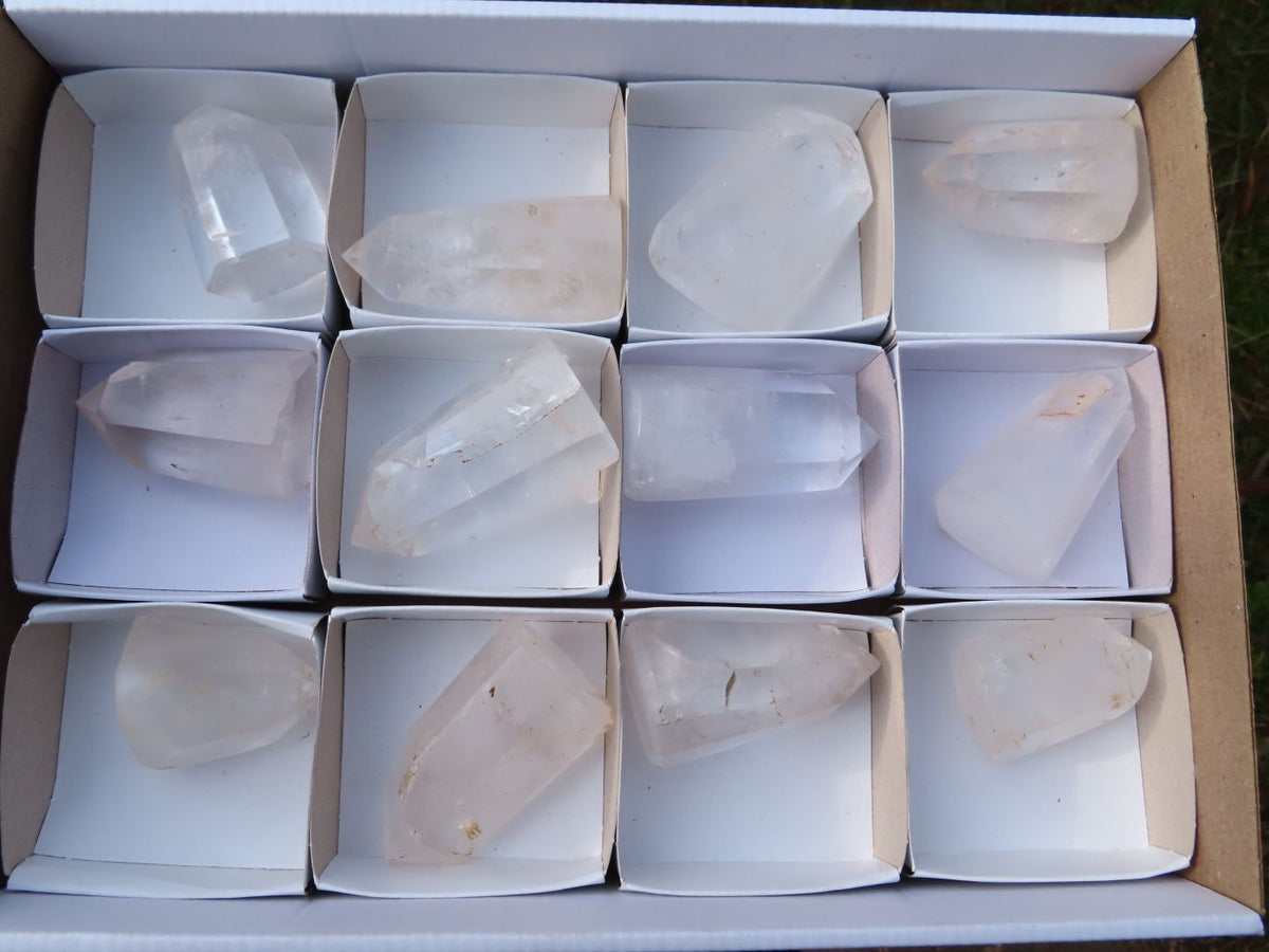 Polished Optic to Near Optic Quartz Crystal Points x 12 From Madagascar - TopRock