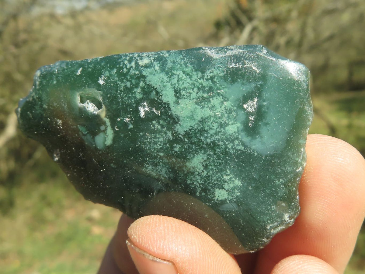 Polished Green Mtorolite Chrome / Emerald Chrysoprase Slices x 35 From Mutorashanga, Zimbabwe - TopRock