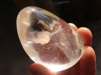 Polished Clear Rock Crystal Galet / Palm Stones & One Optic Quartz Heart x 12 From Madagascar - Toprock Gemstones and Minerals