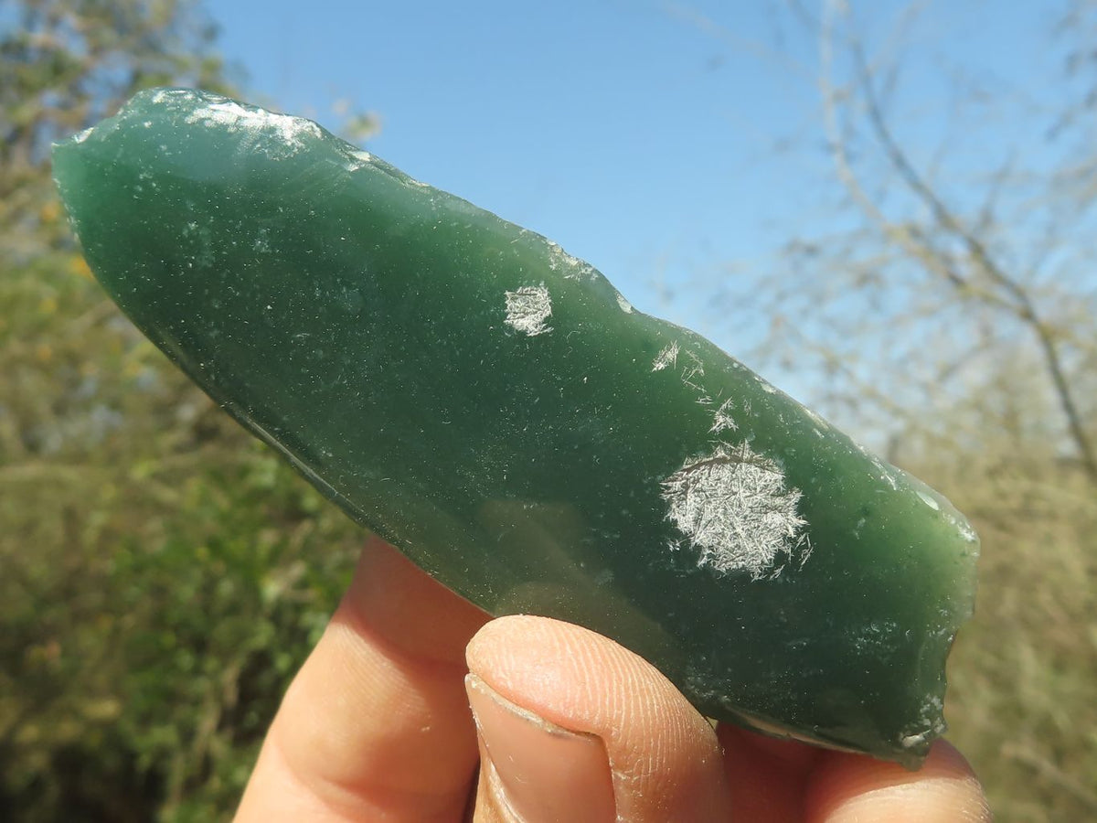 Polished Green Mtorolite Chrome / Emerald Chrysoprase Slices x 35 From Mutorashanga, Zimbabwe - TopRock