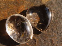 Polished Clear Rock Crystal Galet / Palm Stones & One Optic Quartz Heart x 12 From Madagascar - Toprock Gemstones and Minerals