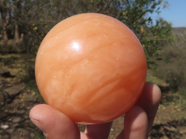 Polished Trio Of Orange Twist Calcite Spheres  x 3 From Madagascar - TopRock