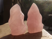 Polished Pink Rose Quartz Flame Sculptures x 6 From Madagascar - Toprock Gemstones and Minerals