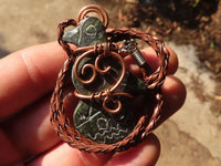 Polished  Copper Wire Wrapped Soapstone Eagle Pendants x 6 From Zimbabwe - Toprock Gemstones and Minerals