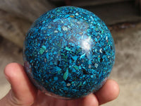 Polished Conglomerate Chrysocolla Spheres  x 2 From Congo - Toprock Gemstones and Minerals