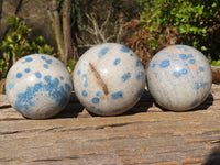 Polished Blue Spotted Spinel Quartz Spheres x 3 From Madagascar - Toprock Gemstones and Minerals