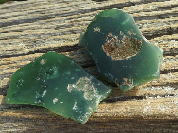 Natural Semi Polished Mtorolite Emerald Chrome Chrysoprase Plates x 17 From Mutorashanga, Zimbabwe - TopRock